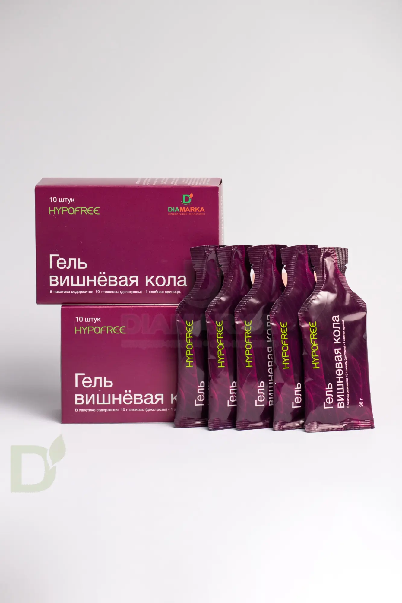 Гель HYPOFREE DIAMARKA 1ХЕ Вишневая Кола, мягкая упаковка, 10 саше по 30мл в Челябинске