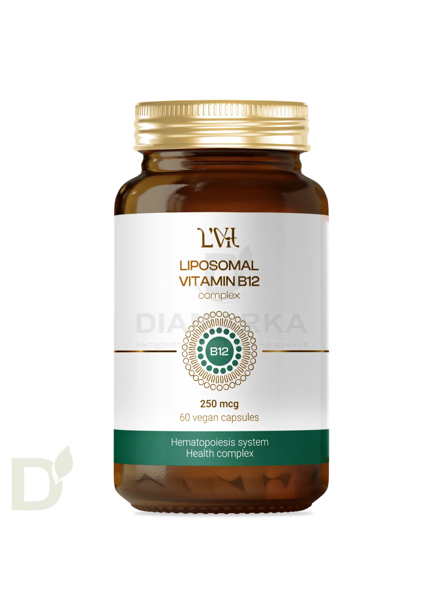 Витамины L'Vit Liposomal Vitamin B12+B9 complex, 250+200 мг в 1 капсуле, 60 капс в Челябинске