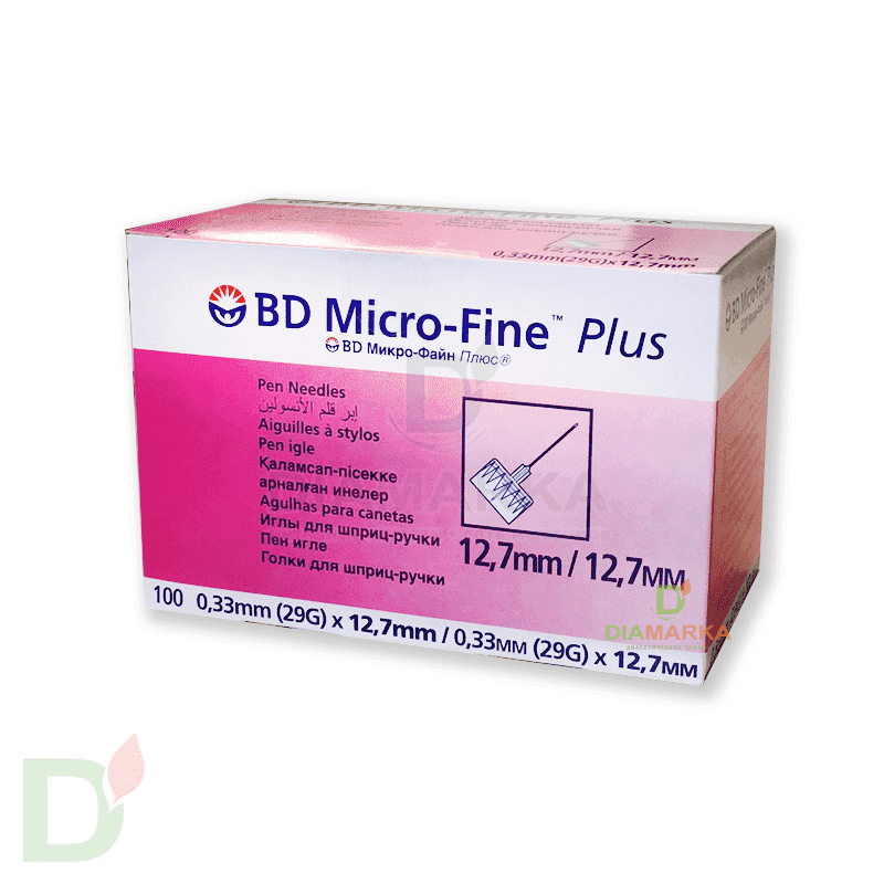 Иглы МикроФайн Плюс 12,7 мм (29G), 100 штук, для шприц ручек
