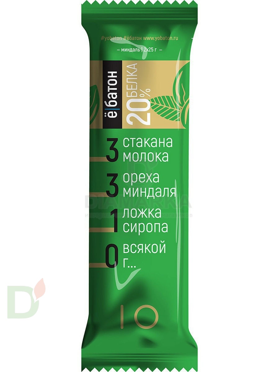 Батончик протеиновый Ё/батон Миндаль в шоколадной глазури 50гр в Челябинске