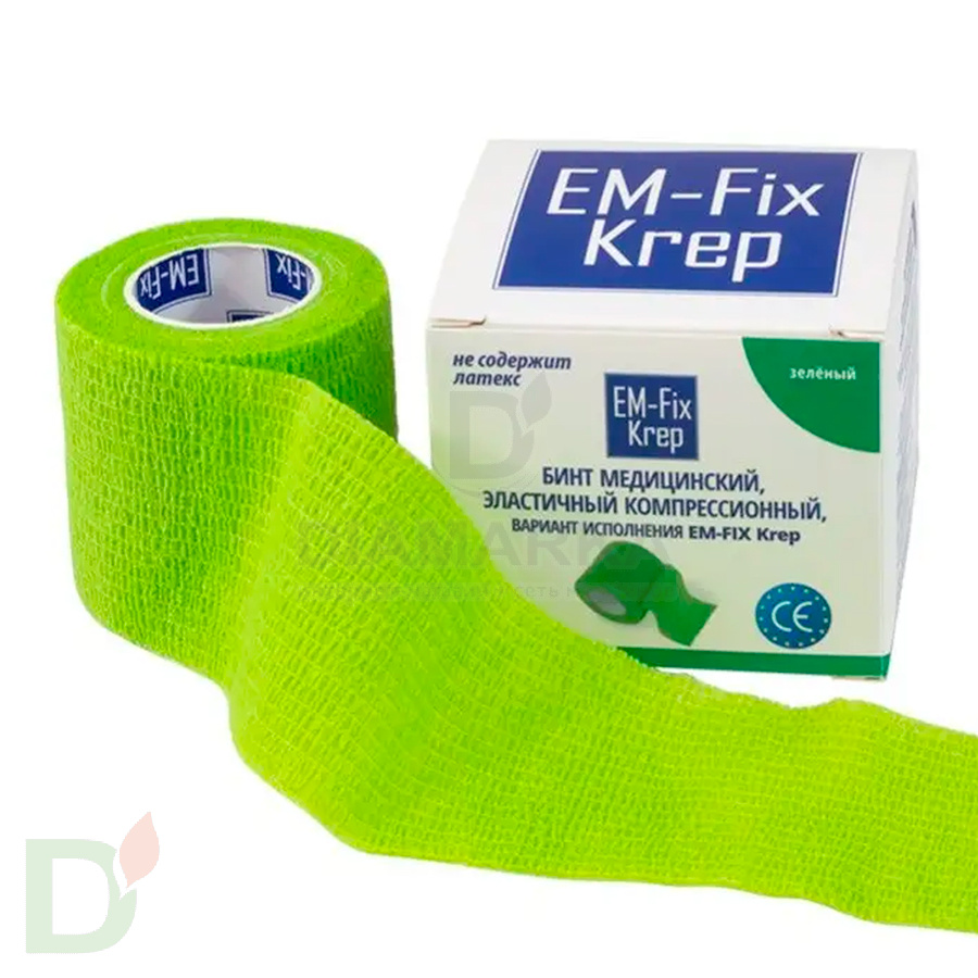 Бинт эластичный когезивный EM-fix krep Лайм, 5 см х 4,5 м в Челябинске