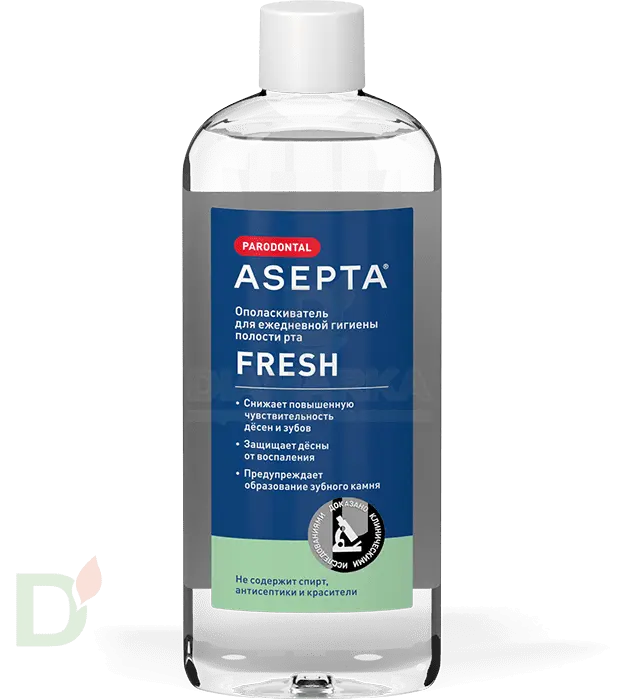 Ополаскиватель для полости рта АСЕПТА Фреш, без сахара, 250 мл.