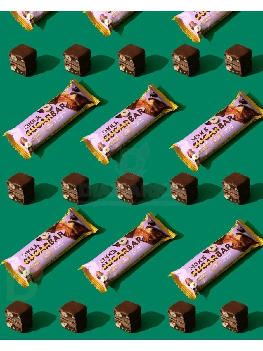 Батончик протеиновый FitnesShock Шоколадная карамель-фундук 50гр. в Челябинске