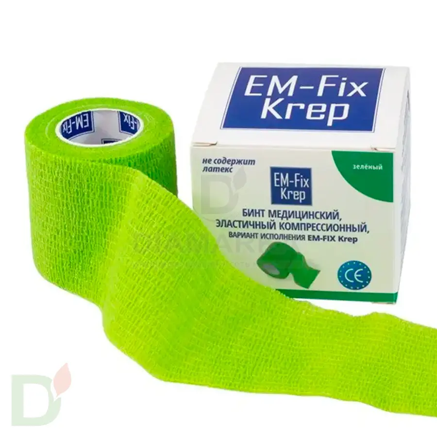 Бинт эластичный когезивный EM-fix krep Лайм, 5 см х 4,5 м в Челябинске