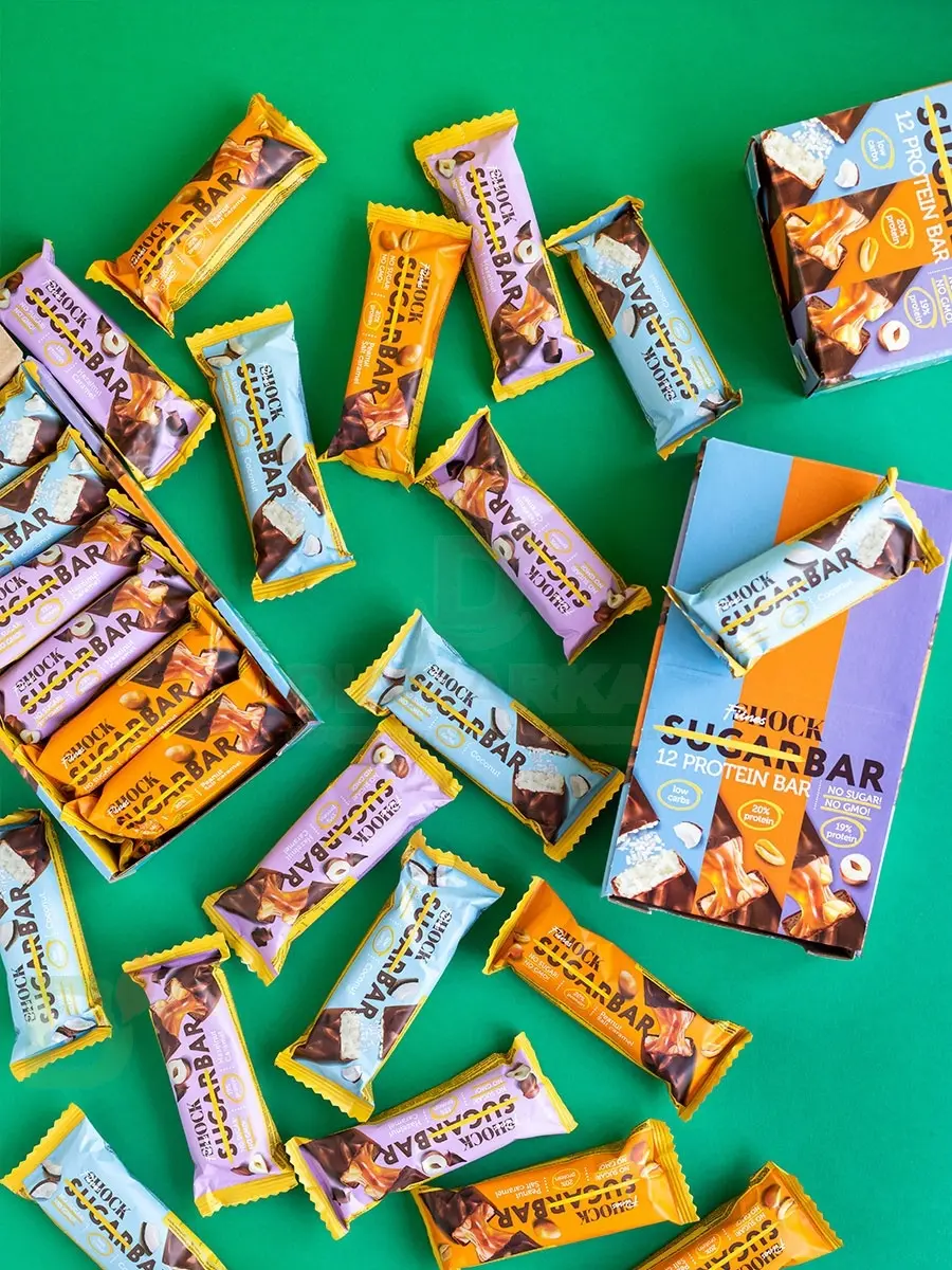 Батончик протеиновый FitnesShock Шоколадная карамель-фундук 50гр. в Челябинске