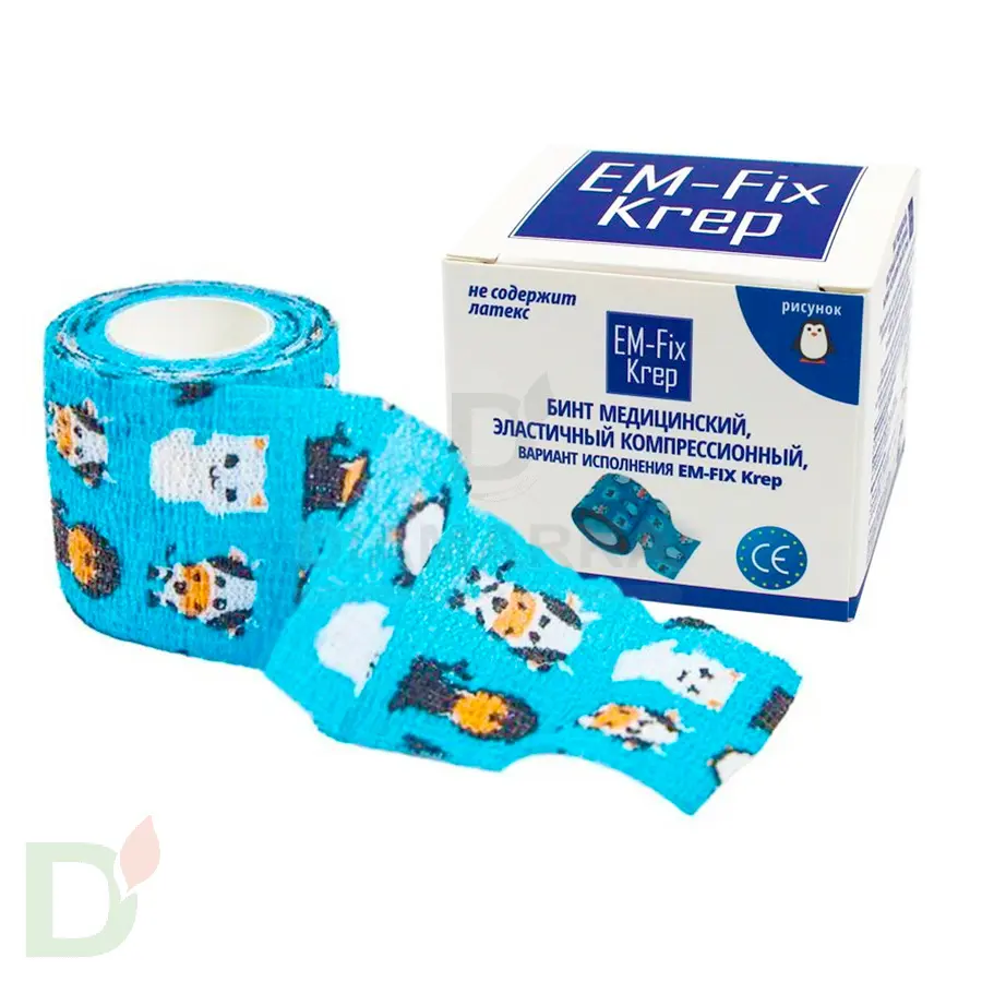 Бинт эластичный когезивный EM-fix krep Детский, 5см х 4,5м в Челябинске