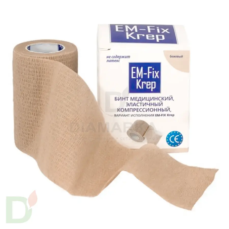 Бинт эластичный когезивный EM-Fix krep бежевый, 7,5 см х 4,5 м в Челябинске
